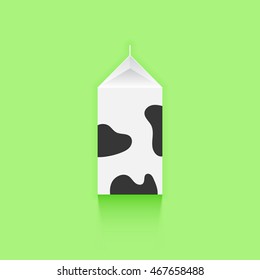 White milk box with black spots vector illustration top view