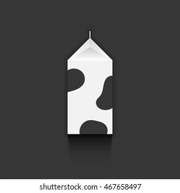 White milk box with black spots vector illustration top view