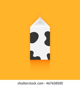 White milk box with black spots vector illustration top view