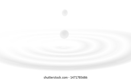 White Milk Circle Waves Drop Splash Curved Surface. EPS10 Vector