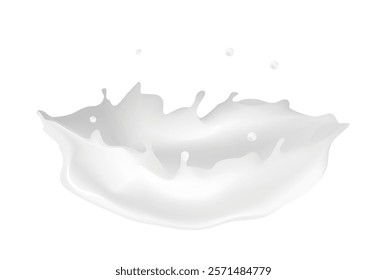 White milk cream splashes isolated, vector creamy milky template