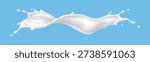 White milk cream or yoghurt wave splash wave flow. Realistic 3d vector dairy drink swirl with drops and splatters. Liquid swirled protein product flow stream. Milky dairy fresh creamy yogurt dessert