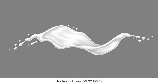 White milk cream or yogurt wave flow splash. Velvety creamy jet cascades in a luscious, captivating wave, creating a deliciously tempting. Isolated realistic 3d vector burst of pure indulgence