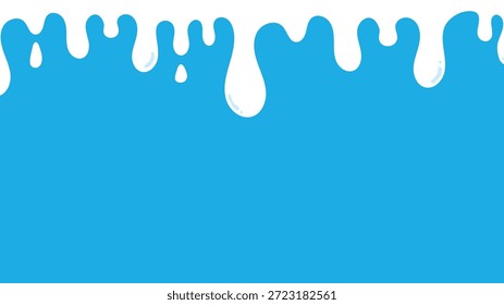 White milk drips hang and flow from the top over a blue background, creating a clean liquid illustration border ideal for food marketing, packaging design, education visuals, and dairy branding.