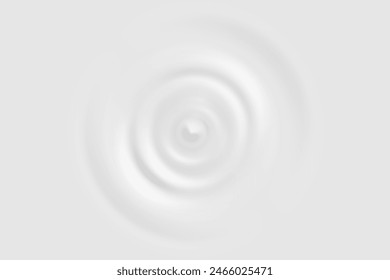 White milk drop and circle wave splash. Cream ripple effect. 3d water puddle surface. Shampoo or lotion abstract droplet motion. Smooth milky dairy pattern. Music sound impact ring paint design