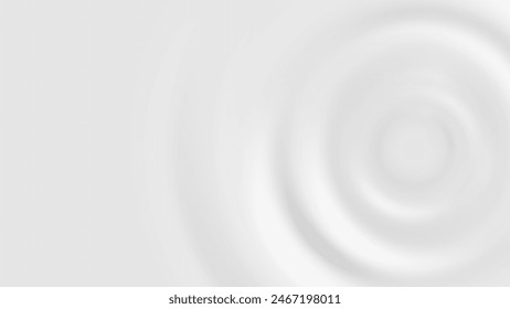 White milk drop splash wave. Cream circle ripple background. 3d circular cosmetic shampoo surface swirl effect. Music sound motion pattern with concentric smooth impact design bg for presentation.