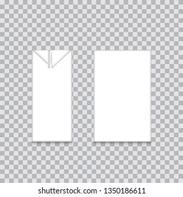 White milk or juice packaging, package mockup isolated on transparent background.