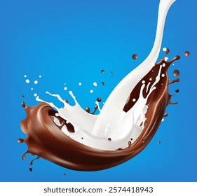 White Milk Mix cocoa splash isolated on background. with clipping path 3d illustration, mesh gradient was used