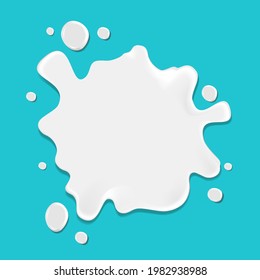 White milk splash. Blot on blue background