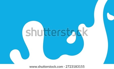 White milk splash curves upward across a blue background, forming a smooth liquid illustration with flowing shapes ideal for food marketing backgrounds, packaging design, education visuals, and dairy branding.