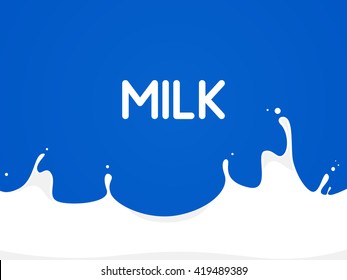 white milk splash. Inscription milk. Vector illustration