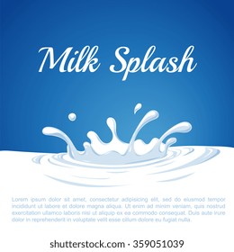 White milk splash label template with milk waves
