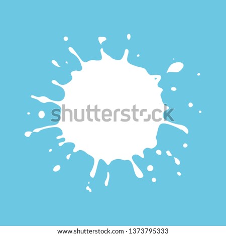 White milk splash. Vector blot isolated on blue background.