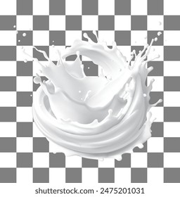 White Milk or Yogurt splash isolated on Transparent background. with clipping path 3d illustration, mesh gradient was used