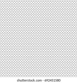 White mini figures tessellation on black background. Image with floral shapes. Ethnic mosaic tiles motif. Seamless surface pattern design with interlocking oriental ornament. Window tracery wallpaper.