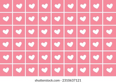 Pequeño corazón blanco en un marco cuadrado sobre un fondo rosado  