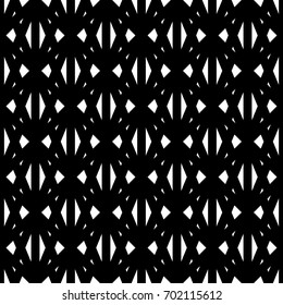 White mini polygons on black background. Seamless surface pattern design with triangles, quadrangles, kites. Ethnic ornament motif. Embroidery wallpaper. Digital paper for textile print. Vector art.
