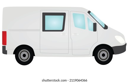 White Mini Van. Vector Illustration