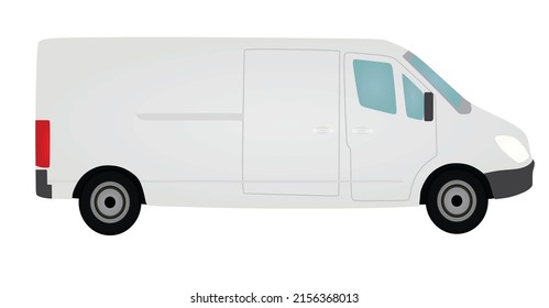 White Mini Van. Vector Illustration