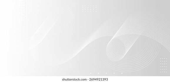 White minimal abstract background with flowing curved lines and subtle dotted texture