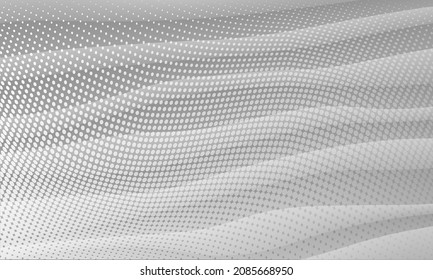 White Minimal Abstract Halftone Background. Pastel Digital Vector Graphic Design. Bright Clean Modern Design Wallpaper. Grey Technology Geometric Layout Background.