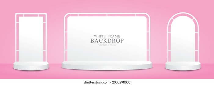 white minimal backdrop stage collection 3d illustration vector for putting your object