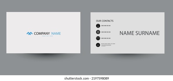 White Minimal Business Card Mockup. Vector