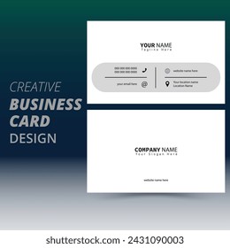 White Minimal Business Card Mockup, Personal visiting card with company logo. Vector illustration, creative business card and name card horizontal simple clean template vector design.