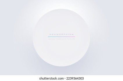 White Minimal Neumorphism Style Vector Banner. Abstract Background with Circle. Neumorphic UI UX Interface Design