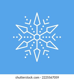 Weiße minimale Schneeflocken-Form auf blauem Hintergrund. quadratische Vektorgrafik