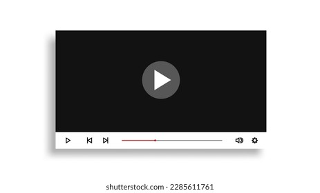 White Minimal Style Video Player Window With Shadow. EPS10 Vector