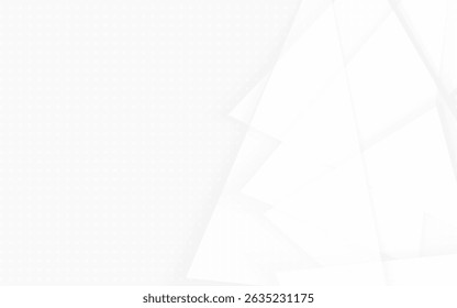 White minimalist background blends a subtle dotted texture with overlapping geometric layers and soft grey.