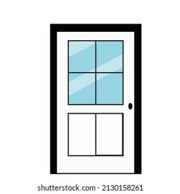 White Minimalist House Cafe Shop Door Barbershop Glass Door Vector Icon