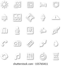 A white minimalist style cutout icon set with drop shadows for all your web and app needs