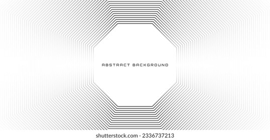 White minimalist techno abstract background overlap layer on bright space with stripes decoration. Modern graphic design element octagon style concept for banner, flyer, card, or brochure cover