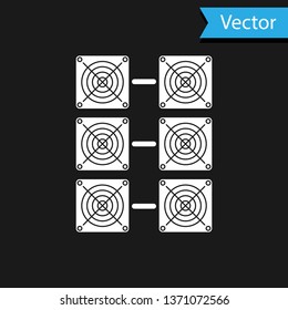 White Mining farm icon isolated on black background. 