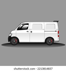 White Minivan Or Cargo Van Car. Vector Illustration