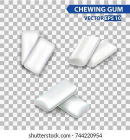 White mint chewing gum set for ads and package element, isolated transparent background, 3d vector realistic illustration