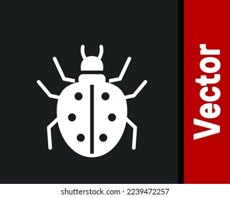 Weiße Mite Symbol einzeln auf schwarzem Hintergrund.  Vektorgrafik
