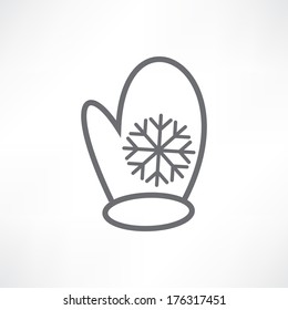 White mitten with a snowflake