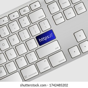 White mobile computer keyboard, keypad. Template of the portable keyboard. Magic Keyboard vector top view