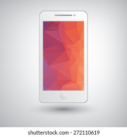 White mobile phone and background graphics ,eps10
