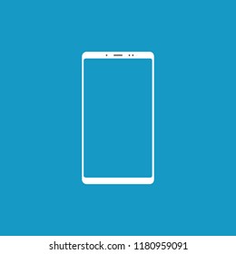 White mobile phone with blue background. Vector flat design
