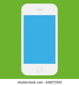 White mobile phone with blue screen icon vector eps10. Smartphone white color icon for web design.