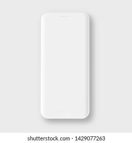 White Mobile Phone . Clay Smartphone Mockup.  Blank Telephone . 