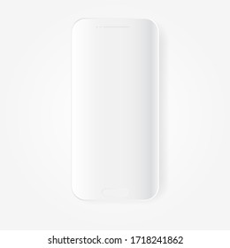 White mobile phone. Clay smartphone mockup. Blank telephone. Vector
