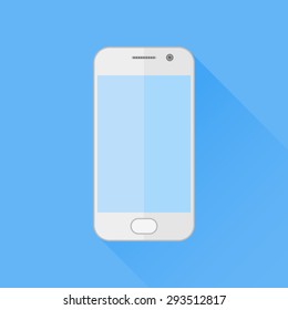 White mobile phone flat icon