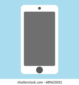 White mobile phone fron view with grey empty screen, camera and button vector icon eps10. Smartphone white color  with grey screen. White smartphone with grey screen front view.