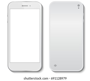 White Mobile Phone front and back side vector illustration svg