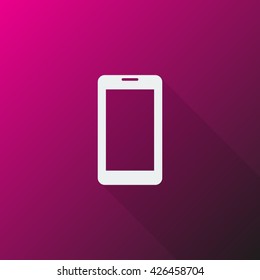 White Mobile Phone icon on pink background